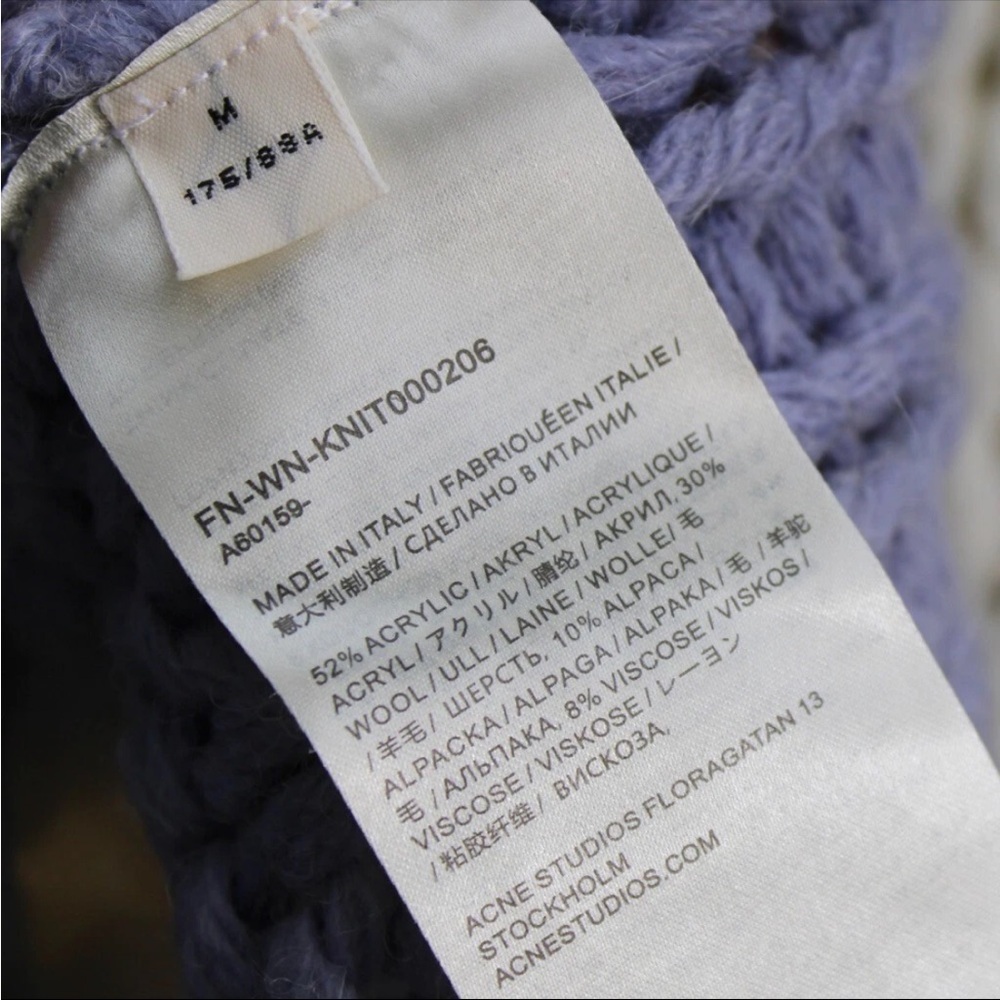 ACNE STUDIOS Cream Purple Dip-Dyed Wool Blend Knit Jumper Sweater SZ Medium - Picture 3 of 6